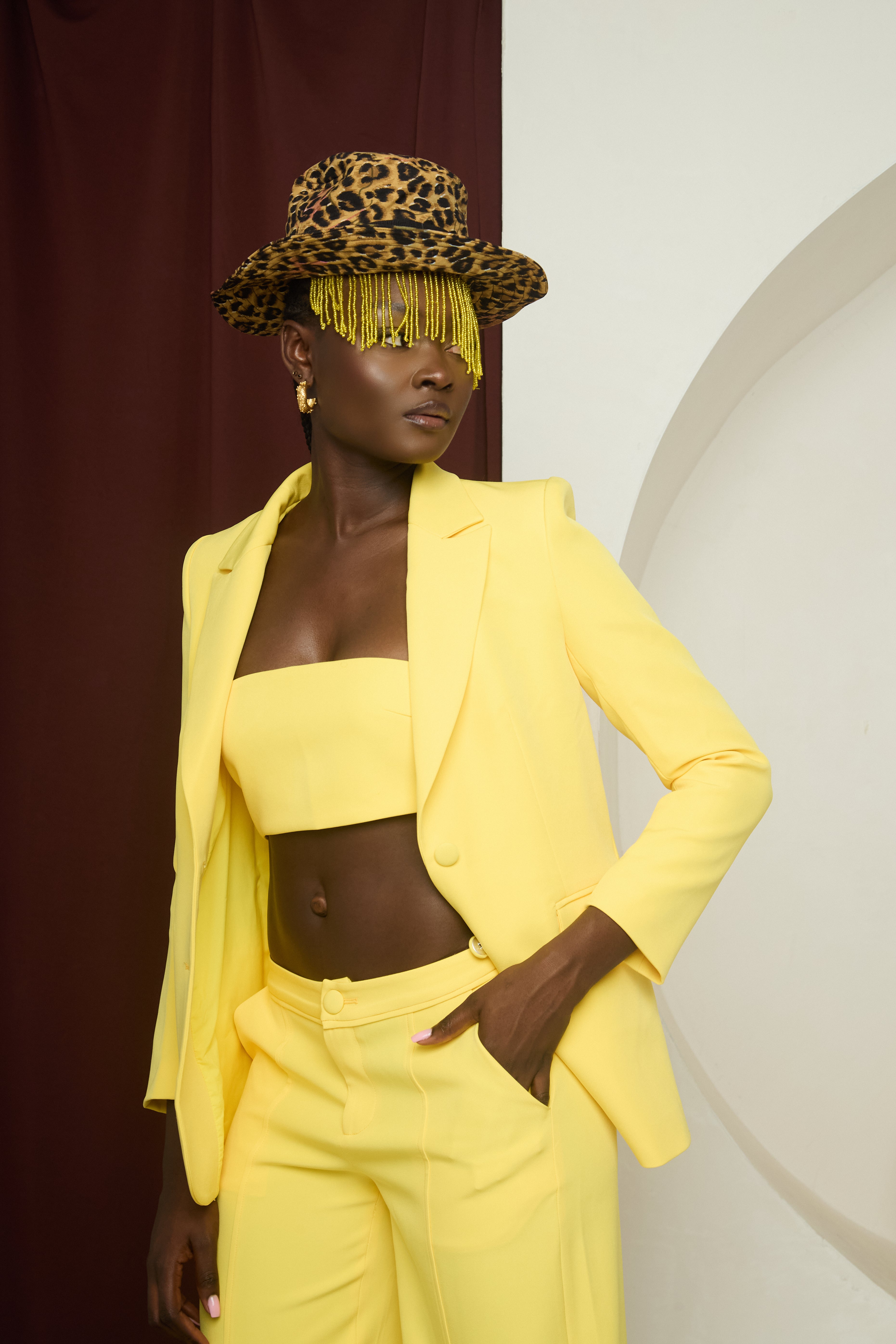 Modern Empress Suit – Oversized Blazer, Bandeau, and Low-Waist Trousers